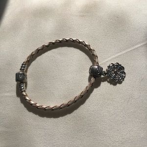 Pandora Braided Leather Charm Bracelet